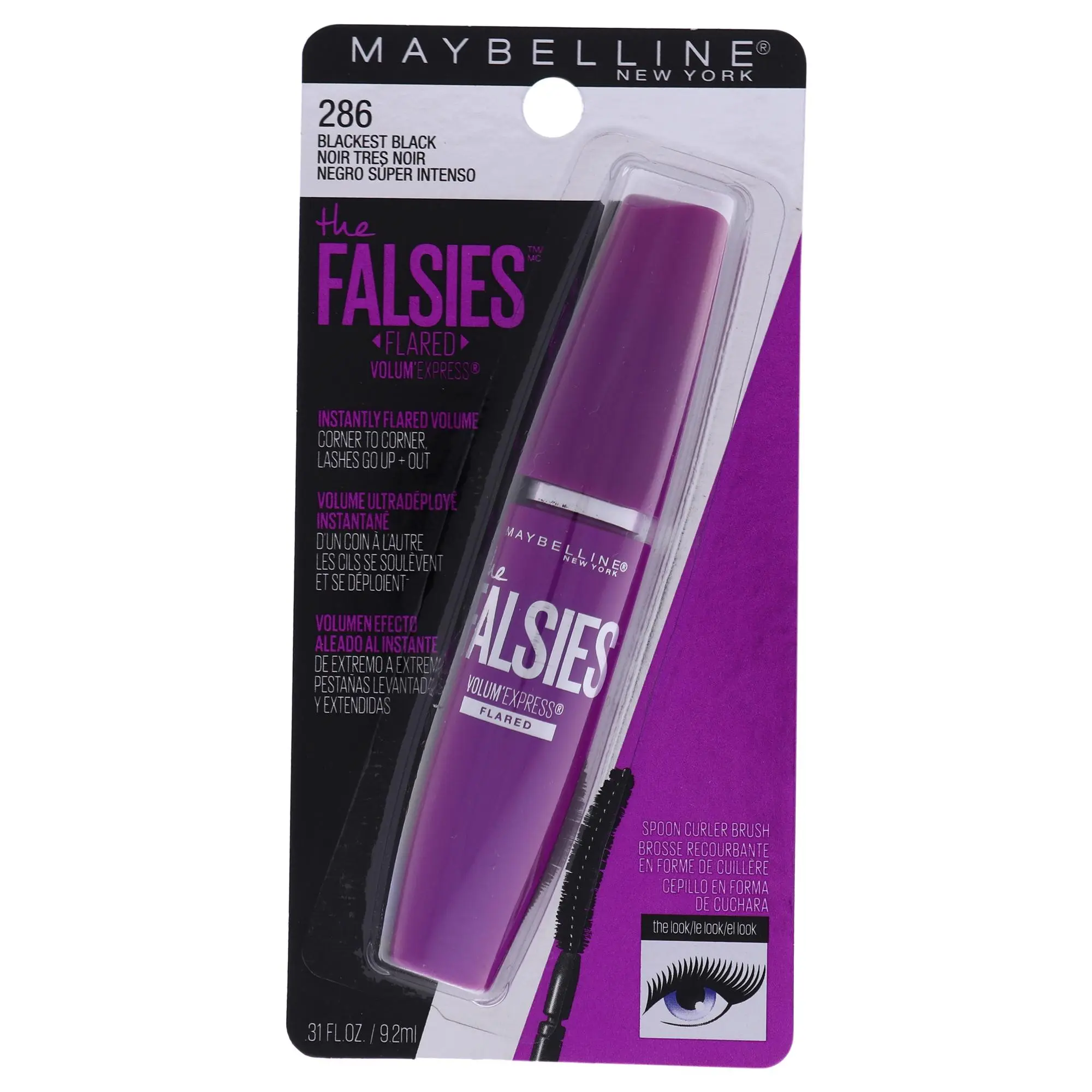 Maybelline Volum Express The Falsies Tube Mascara - Daily Makeup for Women, Dramatic Lashes, 286 Blackest Black, 0.31 oz