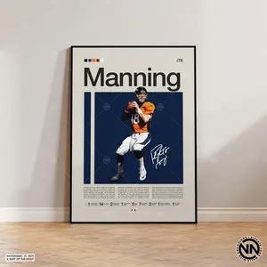 Peyton Manning Poster,Sports Poster, Football Poster,  Wall Art, Sports Bedroom Posters
