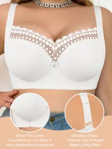 Women's Plus Size Underwire Push-Up Bra - Adjustable Straps, Widened Underband Support, Lace Detailing, Side Bulge Smoothing, Slim Anti-Sag | Valentine's Day Gift, Bridal, Everyday & Special Occasions