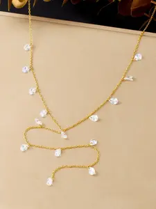 1Pcs Elegant Classical Teardrop-shaped Tassel Y-Shape Necklace Women's 18K Gold Plated Stainless Steel Necklace Fashion Jewelry