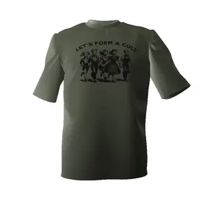 LET'S FORM A CULT (MILITARY GREEN) T-Shirt with Graphic Design for Humorous Edgy Casual Wear