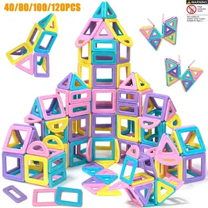 Macron Magnetic Building Blocks Set, Creative Construction Blocks, Educational Toy for Kids Ages 3-6, Indoor Games, Travel Activities, Birthday Gifts, Building Block Kit, Modular Block