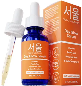 SeoulCeuticals Day Glow Serum 2oz 72% Organic Vitamin C Ferulic Acid Hyaluronic Acid Anti Aging Formula for All Skin Types Korean K Beauty