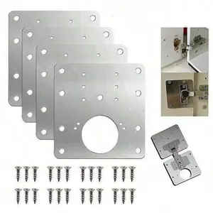 Stainless Steel Hinge Repair Board Kit, Replacement Set for Kitchen Cabinet Doors & Storage Cabinets, Durable Metal Fixing Plate