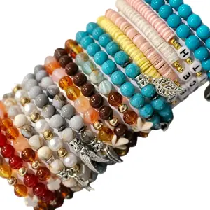 Surprise Me Pack Multiple Bracelets in One Assorted Beaded Styles with Angel Charms and Colorful Beads
