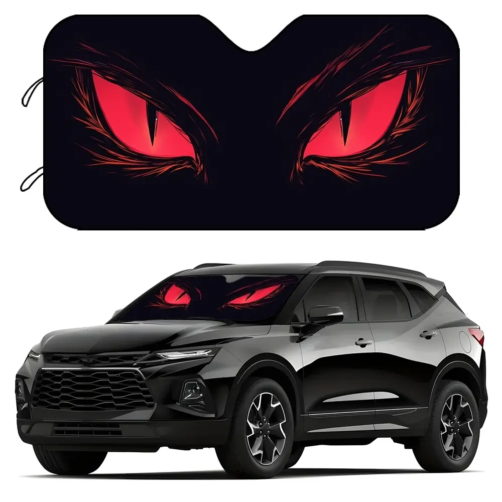 Cute Night Eye Car Sun Visor, UV Protection, Foldable Polyester, Roll-Up Design, Fits Rvs & Suvs, Universal Fit Windshield Shade, Windshield Sunshade, Suv Vehicle Sunshade, Sun Shade For Car