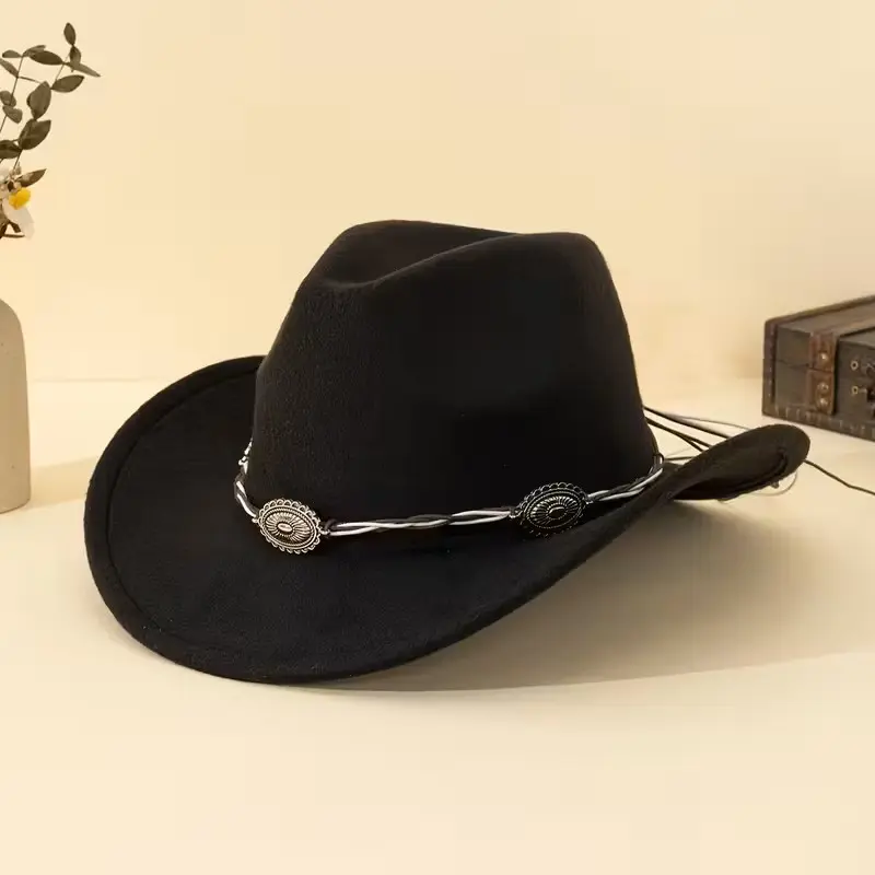Western Cowboy Cowgirl Hat Braided Concho Band Wide Brim Rodeo Festival