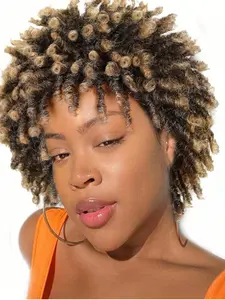 Short Dreadlock Wig For Women And Men Afro Faux Locs Dreads Wig Heat Resistant Short Braided Coily Textured Wigs For Women Synthetic Wigs Afro Curly Wigs