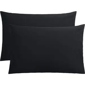 Microfiber Pillow Cases Queen Size Set of 2, Soft Pillowcases with Envelope Closure, Wrinkle Resistant Pillow Covers, 20x30, Black