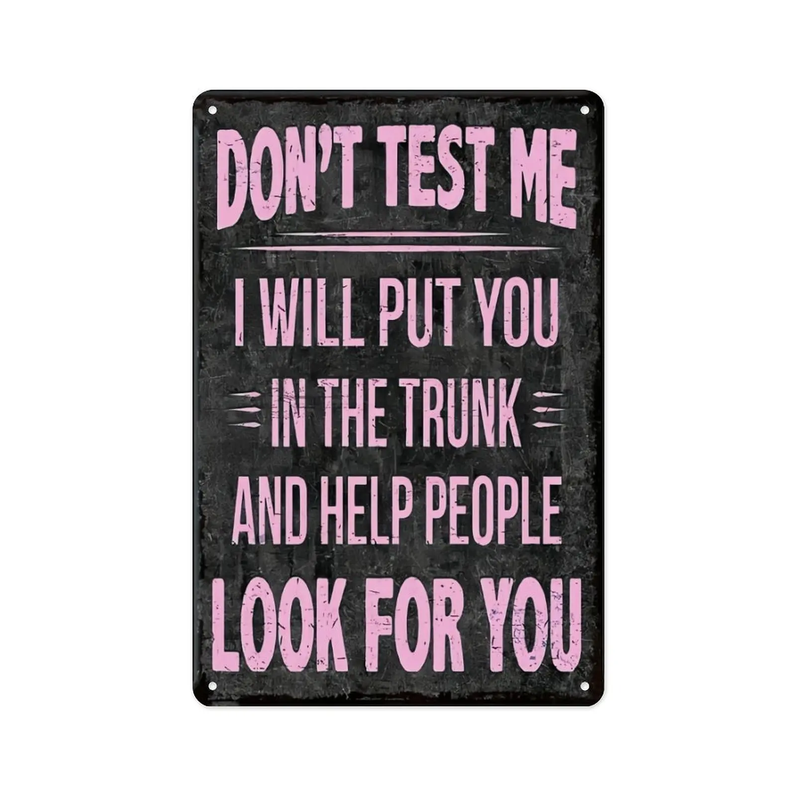 1pc "Don't Test Me" Humorous Aluminum Sign - 8x12 Inch Rustic Wall Decor with Teal Text on Black Background, Funny Home Office for Man Cave Garage Art for Humor Lovers, Metal Wall Art Decor