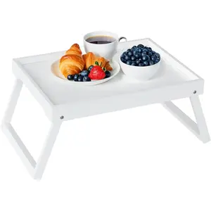Bed Tray Table with Folding , Breakfast in Bed Tray for Eating,Kitchen Serving, , Sofa, Snacking or Working, Laptop Desk Dinner(1, White)