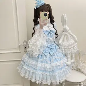 2026 Cosplay Japanese Strap Dress Women Bow Dress Sleeveless Lolita Sweet Dresses Clothing Kawaii  Outfits Evening Party
