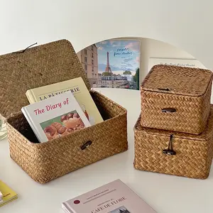 Woven Storage Basket, Wicker Storage Basket, 1 Count  Multi-purpose Desktop Storage Box, Home Organizer for Living Room Bedroom Kitchen