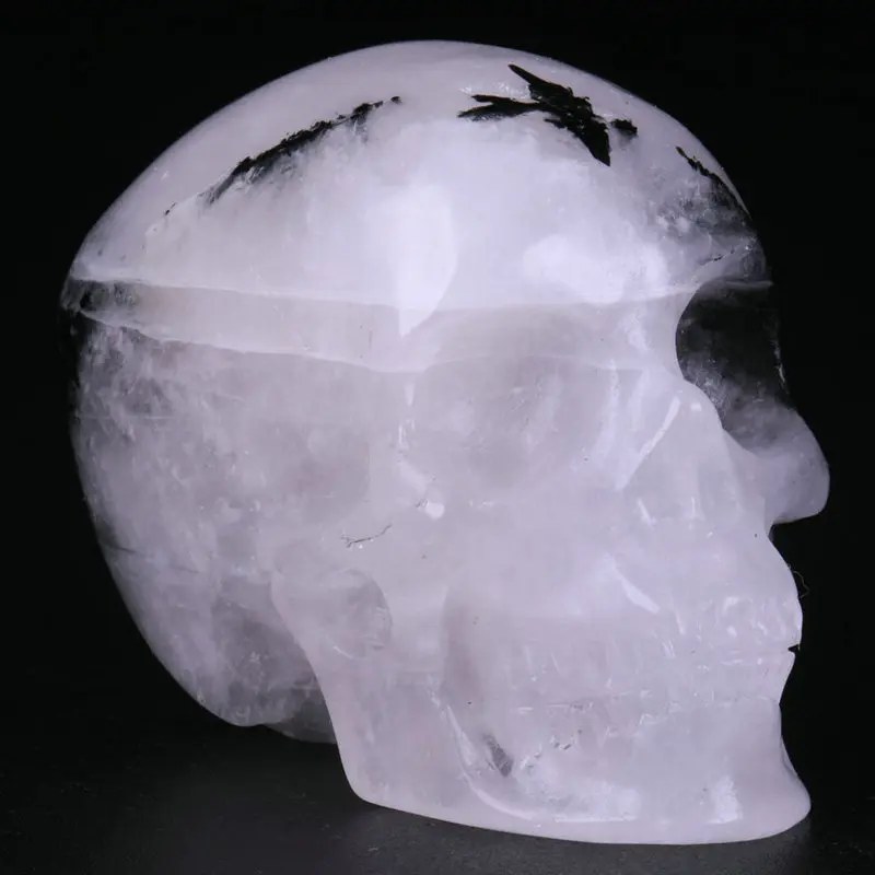 2.0 " Tourmaline Crystal Quartz Carved Crystal Skull, Super Realistic, Crystal Healing