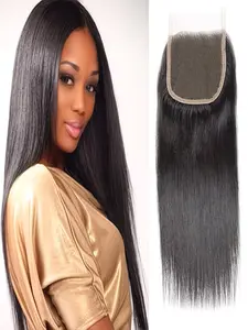 4x4 Straight Lace Closure Human Hair Lace Closure Free Part Brazilian Straight Transparent Lace Closure Pre Plucked with Baby Hair Silky smooth