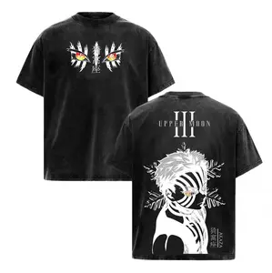 Akaza Upper Rank 3 Graphic Tee, Vintage Washed Oversized Shirt, Manga Villain Demon Slayer Cotton T-Shirt