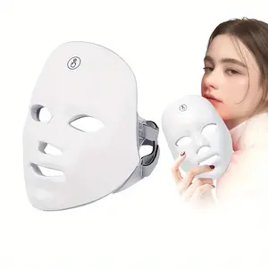 7 Color LED Facial Beauty Mask USB Rechargeable Skincare Device, Built-In Battery, New Condition, Contains Batteries, Ideal for Home Use