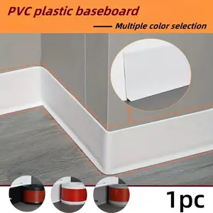 Self-Adhesive PVC Baseboard Decor, Flexible 8cm High Soft PVC Skirting Board , Self-Adhesive Baseboard Molding Viny, Corner Protector, Reusable Wall Edges Trim - White, Black, Grey Options,
