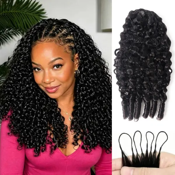 Riverwood Burmese Curly Crochet Hair Human Hair Miracle Knots Crochet Hair Pre-Separated Knotless Burmese Curly Crochet Hair For Easy Installation Natural Black