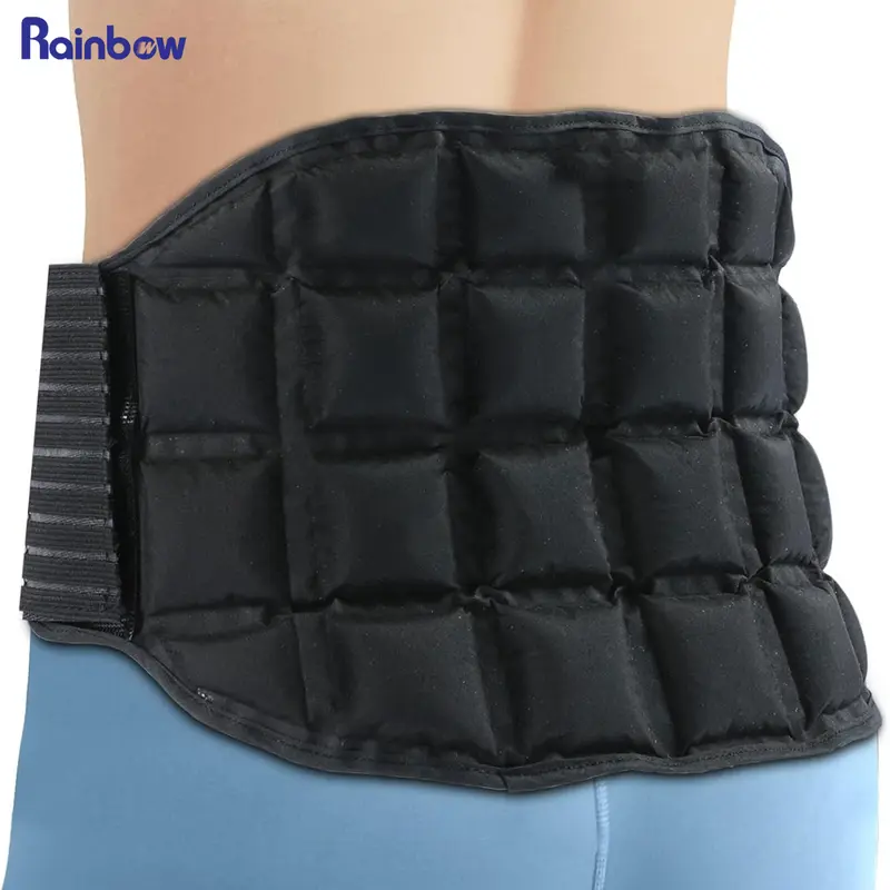Wearable Cold-Hot Gel Ice Pack Wrap, 17.3" x 9" Flexible Cooling Compress for Back Pain & Lower Back Injuries, Soft Black Lumbar Therapy Reusable Ice Pack
