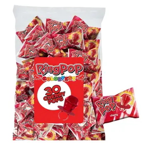 Ring Pop Red Candy Lollipops, 30 Ct Bulk Individually Wrapped in Red Cherry Flavor, Full Size, Fun Hard Candy For Birthday, Party Favors, Bachelorette Parties & Gifts For Kids