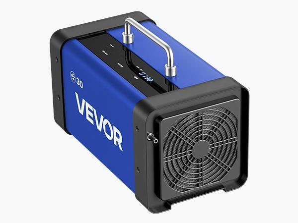 VEVOR Commercial Industrial Ozone Generator Ionizer (30000 mg/h) - Home Air Purifier with Remote Control, Dual Treatment System, 2 Hoses Water Mode, 15s Delayed Start, LCD Touchscreen Control Panel, Area-Based Selection, Foldable Handle (Up to 2700 sq.ft)