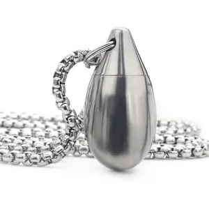 Pill Holder Necklace Pill Case Pill Container Necklace for Men Christmas Gifts Stocking Stuffers Waterproof Pill Holder Emergency Aspirin Small Pill Box W/Chain Tiny Fob