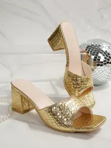 Elegant Sequined Chunky Heel Mules, Square Toe Wide Strap Sandals, Two-Wear Party Shoes, Casual All-Season Footwear