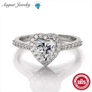 1 Carat 925 Sterling Silver Wedding Party Women’s Jewelry Heart-Shaped Zircon Eternity Promise Ring Birthday Gift