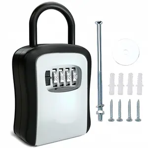 Lock Box, Large Key Lock Box Resettable Combination Code Lockbox, Portable Wall Mount Lockbox Security Safe Box for Outside Outdoor Home Office Door Handle House Key