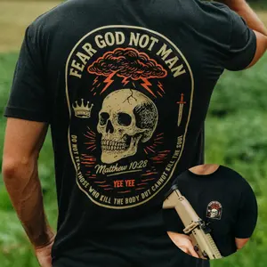 Fear God Not Man Graphic T-Shirt, Christian Skull Faith Outfit Matthew 10:28 Verse Religious Gift, Bold Statement Tee, Fear of God Tee, Street Style Outfit, Unisex T-shirt, Menswear Clothing, Clothing for men, Gift for Boyfriend, Gift for Dad
