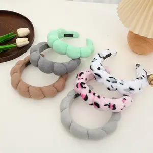 Essential Sponge Headband for Washing and Makeup 2-Piece Set Non-Slip Padded Soft Unisex Headdress Handmade Twist Style Net Red Wind