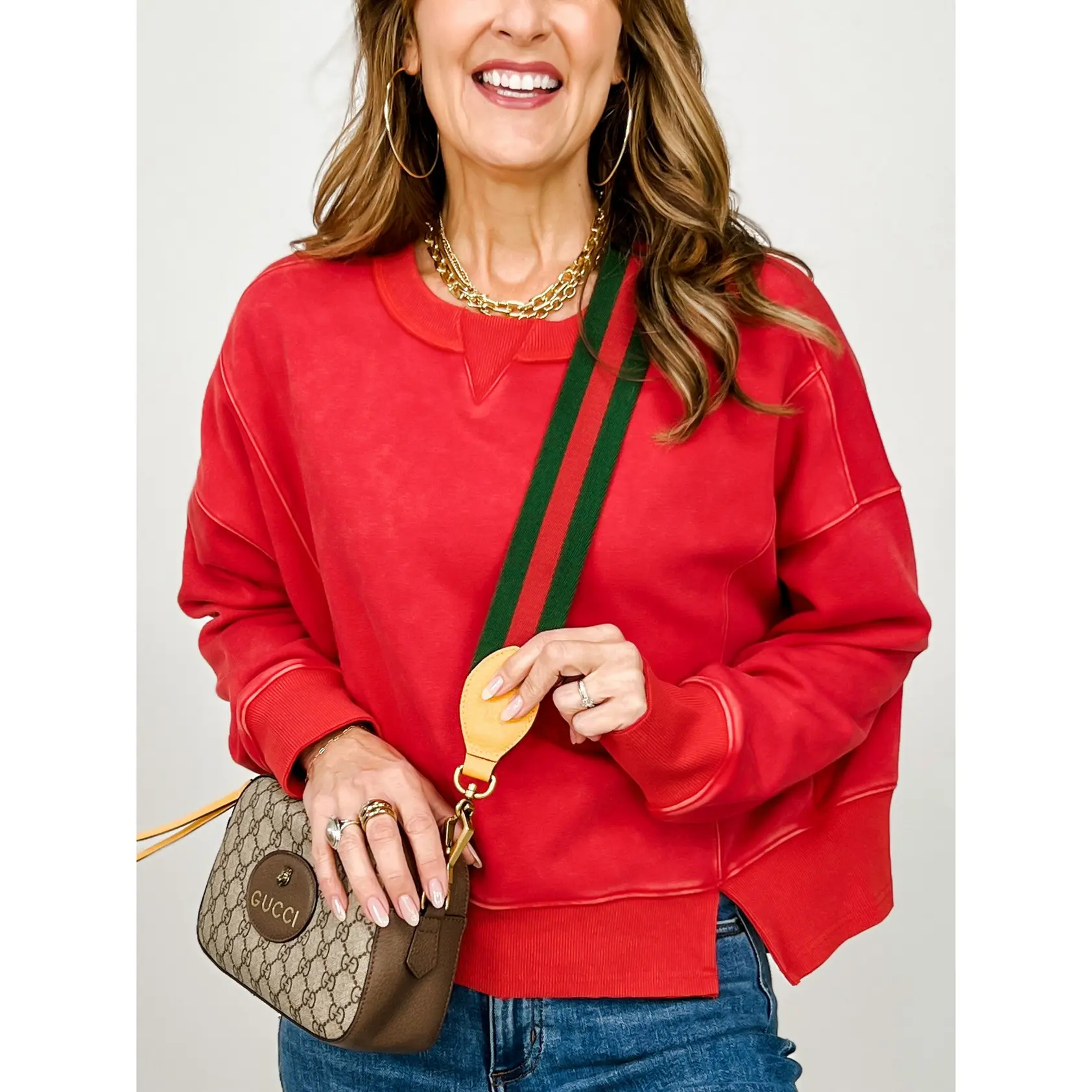 The Eleanor Luxe CozyCore Sweatshirt - Red & Green
