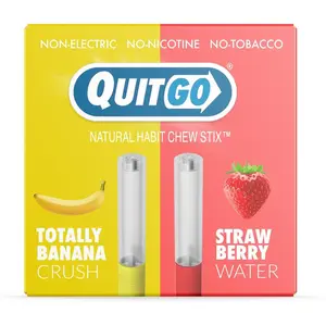 QuitGo Air Straw Banana and Peach Habit Chew Stick – Plastic Reusable Natural Aid Straw to Curb Cravings & Breathe Freely