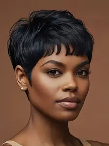 1pc Bangs Wig with Textured Hair, Full Bangs Wig, Multi-Color Wigs, Best-Selling Wig Caps, Fashionable & Versatile, Synthetic Material Wigs