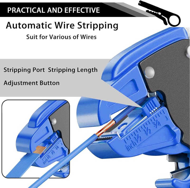 VIWAVE Quick Stripper - 2 in 1 Automatic Wire Stripper and Cutter for Electronic and Automotive Repair, Eagle Nose Pliers (Blue 1PCS)