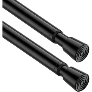 2 Pack Tension Rod 32.5 to 58 inch Extendable Tension Rods No Drilling Rods for Window Door, Black