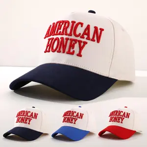 American Honey Vintage Novelty Embroidered Two-Tone Cotton Corduroy Trucker Baseball Cap for Men & Women - Stylish, Comfortable, Versatile for Any Occasion