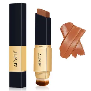 Aliver Foundation Stick with Brush, Quick Commute Makeup, Hydrating Concealer, Flawless Coverage, Suitable for Face & Neck, Beginner Friendly