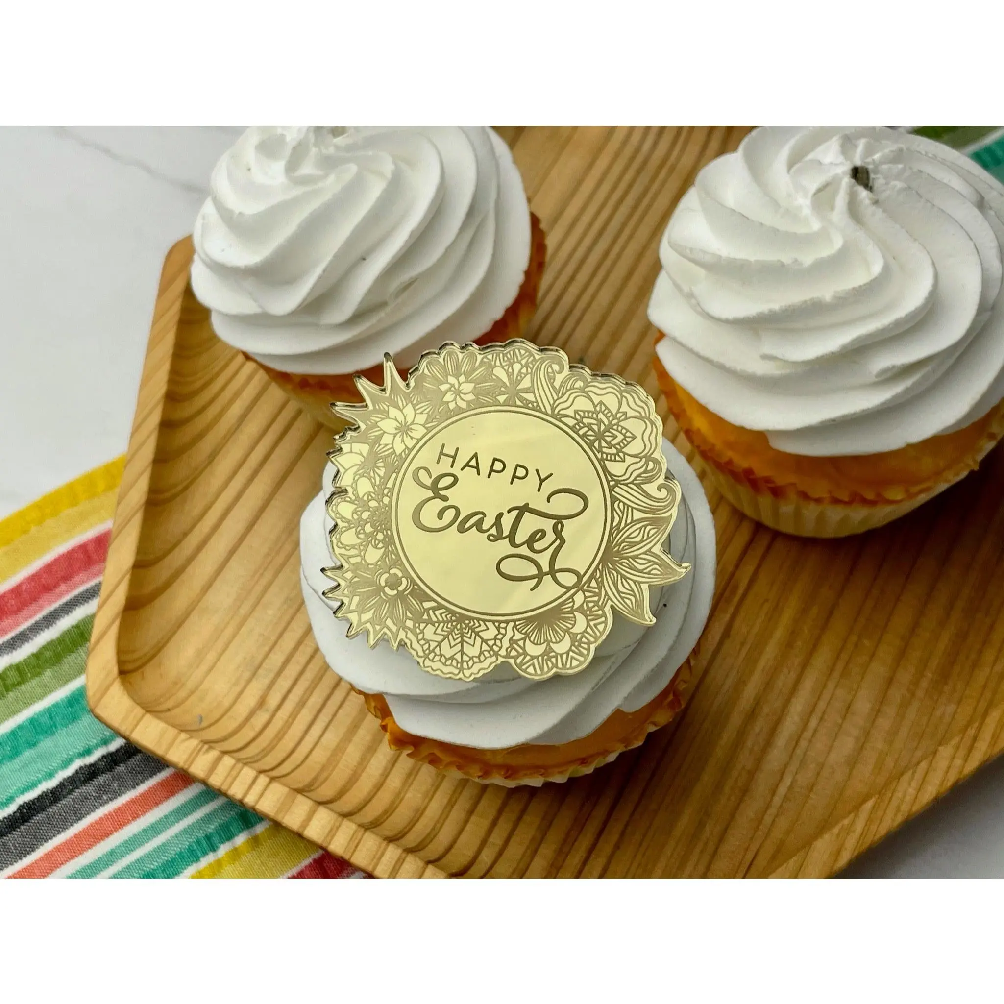 Happy Easter Sign Charms | Medallions| Cupcake Topper (Sets of 6)