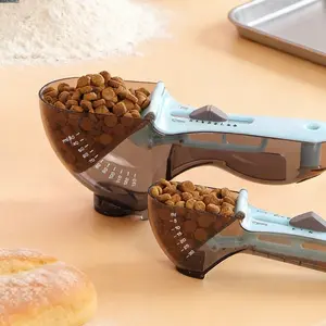 Adjustable Portion Control Pet Food Scoop, Dog & Cat Kibble Measuring Cup with Clear Scale Markings