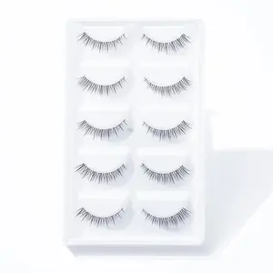 Natural False Eyelashes, 5 Pairs Gentle Wispy Faux Cluster Lashes, Natural Curling Eye Makeup Strip Lashes, Full Volume Eyelash for Lashes Extensions, Cosmetic