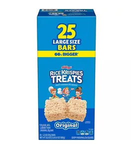 Kellogg's Rice Krispies Treats Original 1.3 oz 25 ct Large Size Bars 6g Bigger Crispy Marshmallow Squares 25 Bars per Box