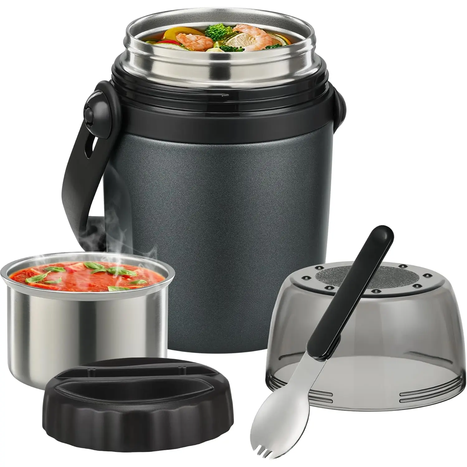 32oz Lunch Containers for Adults  Soup Thermo for Hot  Jar Stainless Steel Insulated Vacuum Leak Proof Wide Mouth Thermal Bento Box with Spoon and Tritan Lid