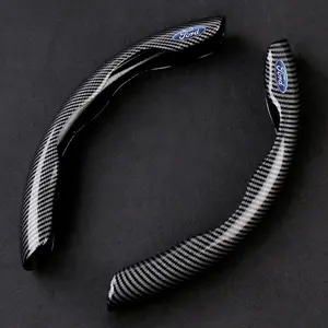 Carbon Fiber Car Logo Steering Wheel Covers, Decorative for Ford Fiesta Focus Mustang Ranger Mondeo Kugo Ecosport, Auto Accessories