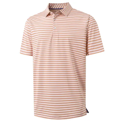 MAELREG Men's Striped Golf Polo Shirt Short Sleeve Moisture Wicking Lightweight Comfortable Performance Collared Casual Athletic Top Menswear