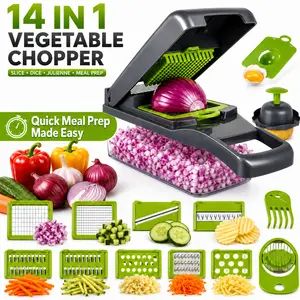 MIUVA Chopper TikTok Shop Must Haves 14 in 1 Vegetable Chopper Onion Chopper Mandoline Slicer with Container Stainless Steel Blades Food Dicer for Meal Prep Salad Salsa Kitchen