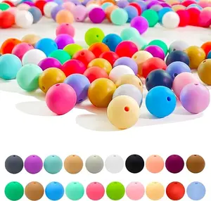 180Pcs Silicone Beads for Keychain Making, 15mm Silicone Beads, 20 Colors Silicone Beads for Pens, DIY Jewelry Making Kit