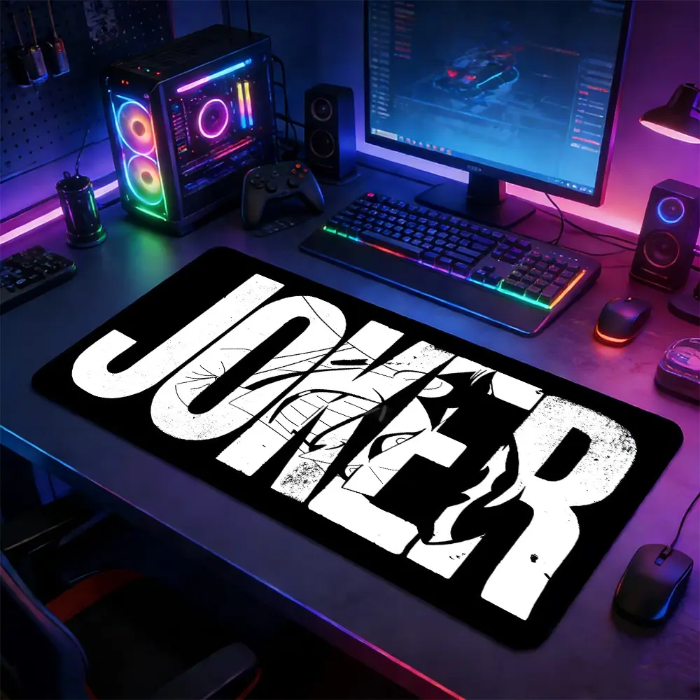 Vintage Distressed JOKER Anime Portrait Large Gaming Mouse Pad, Non-Slip Rubber Base with Reinforced Stitched Edge, Edgy Dark Comic Aesthetic Design, Durable Desk Mat for Gaming & Office, Great Gift for Gamer Boys & Comic Fans