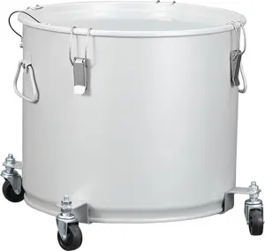 Fryer Grease Bucket, 10 Gal Oil Disposal Caddy with Caster Base, Carbon Steel Rust-Proof Coating, Oil Transport Container with Lid, Lock Clips, Filter Bag for Hot Cooking Oil Filtering
